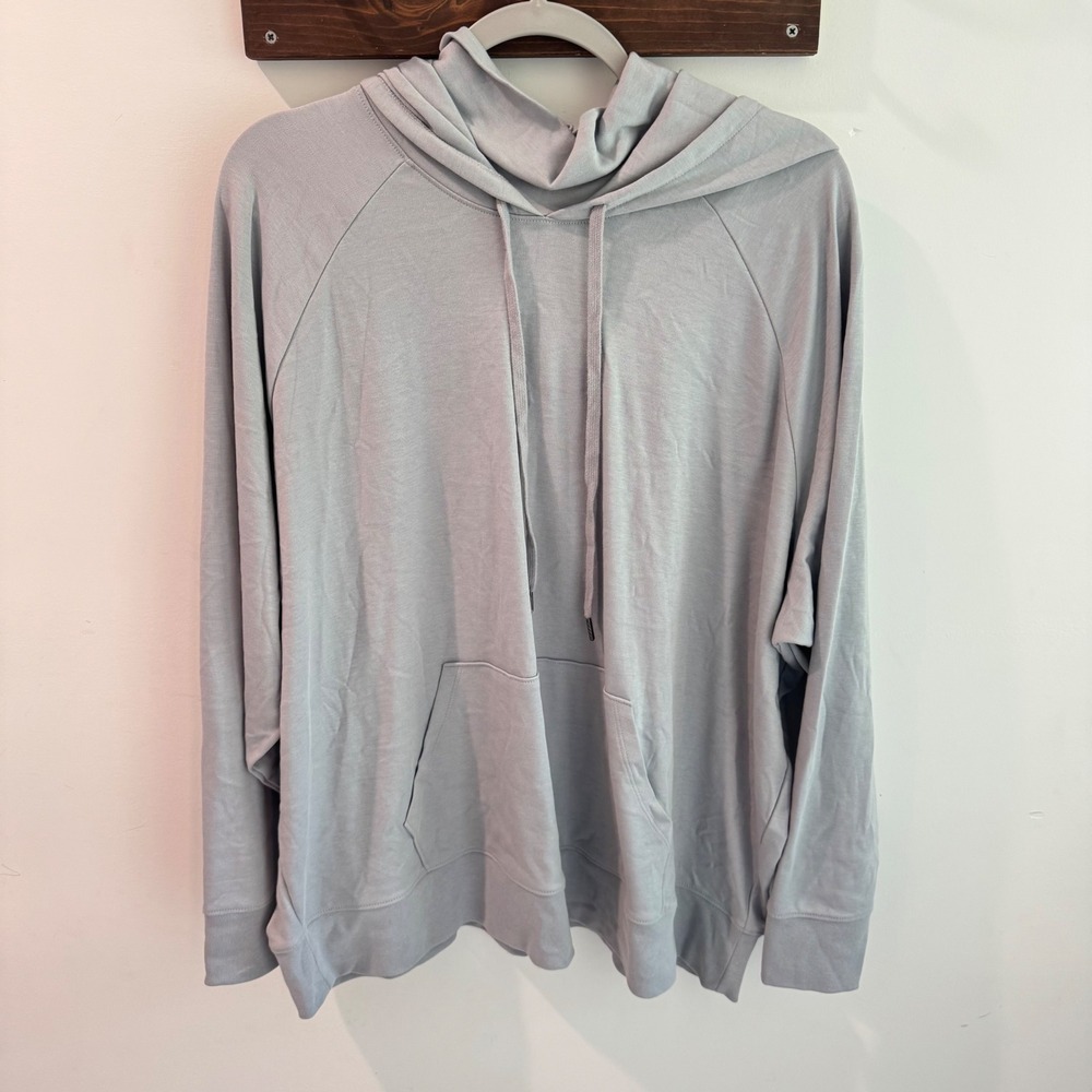 Universal Standard 100% Cotton Fallon Funnel Neck Hoodie Gray‎ Sky Large 22/24